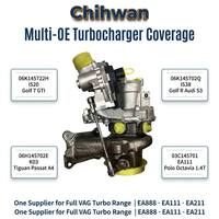 وحدة شاحن توربيني كاملة تناسب محركات EA888 EA111 EA211 1.4T 1.8T 2.0T TSI لسيارات أودي A4 B8/B9 Q5 S3 RS3 وفولكس فاجن جولف