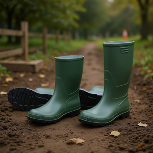 Bottes en PVC vert TTAKE avec semelle noire, chaussures de sécurité pour le travail et l'extérieur - Product Image 3