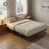 Cadre de lit flottant pliable en acier moderne et durable avec lattes en bois pour hôtels et appartements, compatible avec tous les matelas