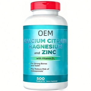 Citrato de Calcio, <span class=keywords><strong>Magnesio</strong></span> <span class=keywords><strong>y</strong></span> <span class=keywords><strong>Zinc</strong></span> <span class=keywords><strong>con</strong></span> Vitamina D3, 500 Tabletas, Suplemento OEM para el Soporte de Huesos <span class=keywords><strong>y</strong></span> Dientes - Product Image 1
