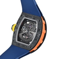Montre mécanique en fibre de carbone pour homme | Montre-bracelet de sport de luxe à mouvement automatique et cadran squelette