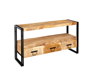 Table basse Armoire de divertissement antique industrielle et vintage pour la maison Table en métal indien en fer et bois massif - Product Image 1