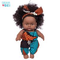 Muñeca Reborn Negra de 20 cm para Niños, Personalizable, Estilo Africano, Suéter, Material de Vinilo, Modelo de Simulación de Bebé Niña