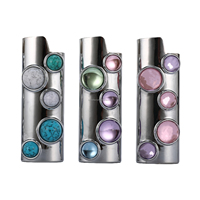 Étui à briquet en alliage de zinc clouté de pierres turquoise, coloré, vente en gros d'usine, pour accessoire de fumeur