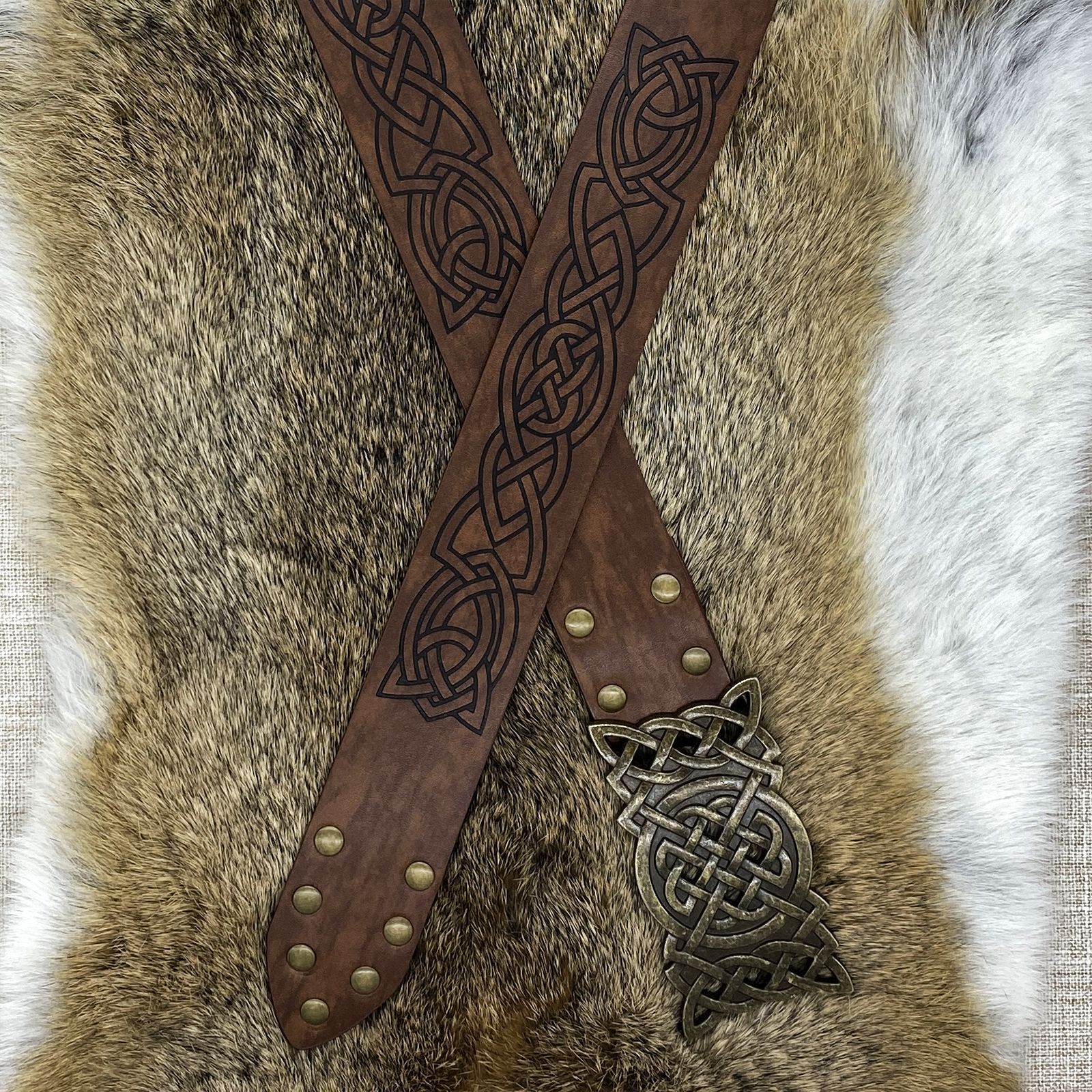 Tiardey Confezione da 2 Cintura Medievale e Fondina per Spada per Halloween Cavaliere Vichingo Guerriero Costume Cosplay Marrone