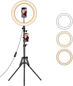 LED Mini Ring Light professionale per fotocamera del telefono 10 Pouces treppiede Selfie Stick con telecomando e luce ad anello