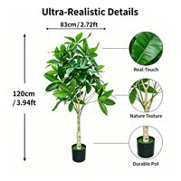 Tanaman Pachira Aquatica Tropis Buatan Kecil 120cm dalam Pot, Ramah Lingkungan, Tahan Api, Dapat Dilepas, untuk Kantor