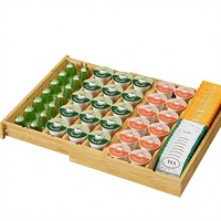 Organisateur de tiroir rectangulaire en bambou laqué extensible pour dosettes de café K-Cup, moderne, 28x28.2x4.8cm