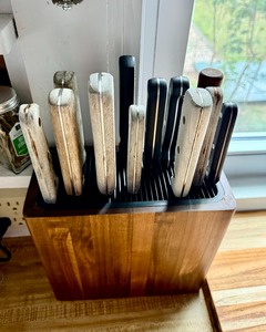 <b>Safe</b> Space Saver <b>Knives</b> Storage Stand for Countertop <b>Knife</b> Holder Organizer Acacia Wood Universal <b>Knife</b> Block - Product Image 4