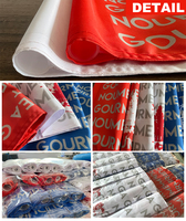 Personnalisation de drapeau de golf, tissu Oxford 300D double face, logo imprimé, livré avec un kit de raccords de tuyauterie, bannière durable