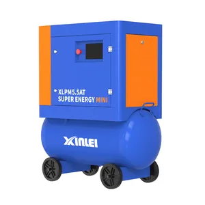 XLPM5.5AT低ノイズ省エネミニロータリーダブルスクリューエアコンプレッサーホイール付き - Product Image 1