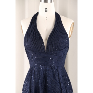 Toujours jolie <span class=keywords><strong>robe</strong></span> <span class=keywords><strong>de</strong></span> demoiselle d'honneur en Satin pour les femmes <span class=keywords><strong>soirée</strong></span> défilé noir paillettes brillant taille Empire Sexy dos nu plissé maternité - Product Image 6