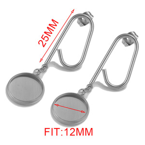 Pendientes de acero inoxidable con base de piedra preciosa, 12 mm de diámetro interior, con base para colgar pendientes, accesorio de joyería DIY - Product Image 2