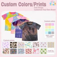T-shirt unisexe pour enfants à manches courtes et col rond, tie-dye, doux, respirant, en spandex et polyester, décontracté, à porter au quotidien, hauts d'été pour enfants