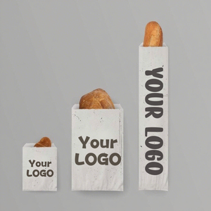 Bolsa de Papel para Panadería con Logotipo Personalizado, Bolsa Biodegradable para Baguette, Pretzel, Croissant, Bolsa de Papel Kraft Marrón y Blanco para Empacar Pan - Product Image 1