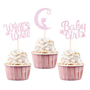 Decorazione della cima della <span class=keywords><strong>torta</strong></span> dell'alzabandiera della <span class=keywords><strong>torta</strong></span> a forma di luna del Cupcake di benvenuto del neonato e della bambina <span class=keywords><strong>per</strong></span> la celebrazione del bambino - Product Image 2