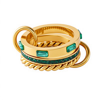 Bagues empilables entrelacées plaquées or 18 carats pour femme, style statement, en métaux mélangés, avec zircone cubique, bandes connectées
