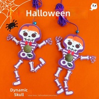 Jouet suspendu pour chat pour Halloween, jouet interactif pour animaux de compagnie en feutre en forme de crâne avec cordon élastique de 2 m, accessoires pour animaux de compagnie