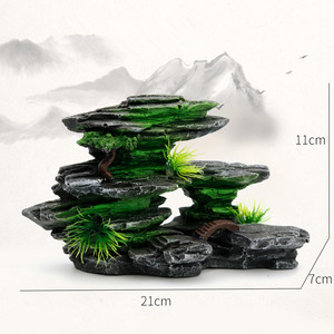 Aquário Mountain View Stone Resina Decoração Tanque de peixes <span class=keywords><strong>Betta</strong></span> Hideout Caves Rockery Paisagem Árvore Rock Hiding Cave Decor - Product Image 4