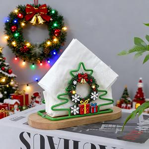 Porte-serviettes <span class=keywords><strong>de</strong></span> Noël <span class=keywords><strong>en</strong></span> fil métallique avec base <span class=keywords><strong>en</strong></span> bois, décoration <span class=keywords><strong>de</strong></span> <span class=keywords><strong>table</strong></span> <span class=keywords><strong>de</strong></span> Noël pour cuisine, fête, vacances - Product Image 5