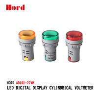 Hord 22mm Panel LED Fase Tunggal Lampu LED Mini Tampilan Digital Silinder AC Voltmeter AD16-22DSV IP65