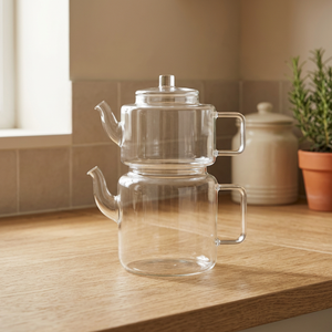 Théière en verre ERKUGO Bohemien Moderne 1100ml+2000ml avec couvercle résistant à la chaleur et infuseur en verre, compatible lave-vaisselle, écologique, pour la cuisine - Product Image 4