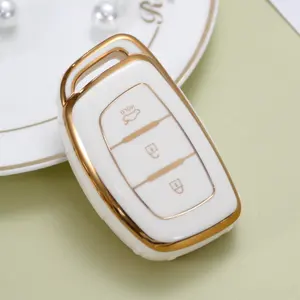 Car Styling Design classico materiale TPU linea dorata Smart Remote Car Key 3 pulsanti TPU Car Key Fob Cover Key Case per Hyundai