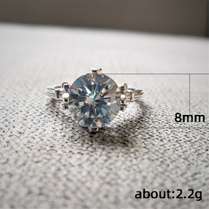 Anello con pietra blu cielo per donna, tono argento, gioielli minimalisti alla moda da indossare tutti i giorni - Product Image 5