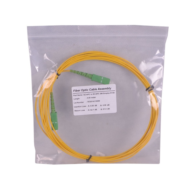 1M Simplex Fiber Optic Patch Cord SC/APC Pigtail with SC/APC SM Optic Equipment Accessory