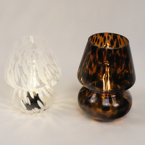 Vintage Design <strong>Leopard</strong> Creative Gift Night Light Translucent Bedside <strong>Lamp</strong> Glass Striped Mushroom Table <strong>Lamp</strong> - Product Image 3
