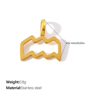 Colgante con Signo Zodiacal Acuario, Acero Inoxidable, Bañado en Oro, Joyería Astrológica para Mujer - Product Image 3