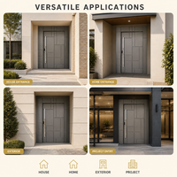 Porte d'entrée en acier inoxydable sur mesure, isolation thermique, étanche, design moderne géométrique pour maison, habitation et extérieur