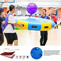 Jeu de baby-foot humain gonflable JUNAO Modèle A-4 Design Étoiles et Lune 2-5 Joueurs Jeu de lancer de ballons en plein air Installation facile PVC 0,65 mm