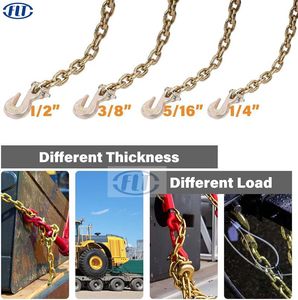 G70 5/16 "và 3/8" chúng tôi loại Tie xuống xe tải Trailer Tow <span class=keywords><strong>Chain</strong></span> 20ft mạ kẽm với 2 <span class=keywords><strong>clevis</strong></span> lấy móc nhà sản xuất flt chuỗi - Product Image 5