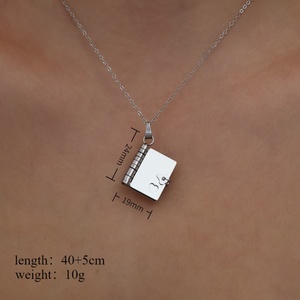 Collar de Pareja de Acero Inoxidable con Letras Personalizadas, Álbum de Fotos con Apertura y Cierre DIY, Carta de Amor, Bambú en Forma de Corazón - Product Image 6