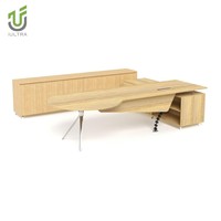 Bureau de direction moderne IULTRA, modulaire, facile à assembler, respectueux de l'environnement, en bois de mahogany MDF MFC, grand ensemble de table de bureau pour directeur