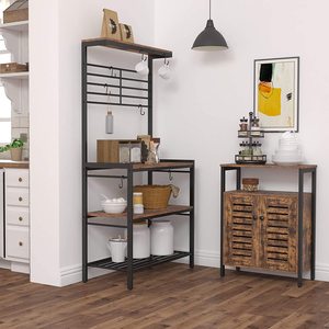 Estante <span class=keywords><strong>de</strong></span> cocina Industrial, mueble <span class=keywords><strong>de</strong></span> madera, soporte para horno <span class=keywords><strong>de</strong></span> microondas con estante <span class=keywords><strong>de</strong></span> exhibición alta, 2 estantes y panel <span class=keywords><strong>de</strong></span> malla - Product Image 4