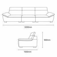 Canapé de salon/appartement 320 cm en lin et velours crème beige, forme voilier, avec appui-tête réglable et amovible – Solution de projet