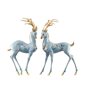 <b>Copper</b> And Gold Years Nine Colored Deer Brass Ornament Pair <b>Table</b> Decor Chinese New Year Gift - Product Image 5