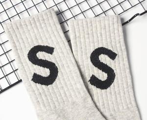 Calzini Sportivi Unisex Primavera-Estate 2025 con Lettera <span class=keywords><strong>S</strong></span> Jacquard, per Corsa e Casual, in Cotone Bianco, Grigio e Nero - Product Image 6