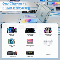 Chargeur GaN 160W 5 ports 3 USB C + 2 USB A Chargeur mural rapide PD QC 3.0 Adaptateur de charge multi-appareils pour ordinateur portable téléphone Prise EU