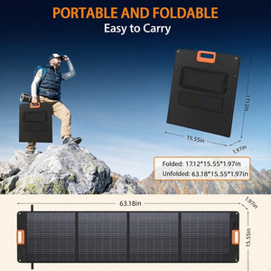 แผงโซลาร์เซลล์แบบโมโนคริสตัลไลน์แบบพับได้กันน้ำขนาด 200W เครื่องชาร์จพลังงานแสงอาทิตย์แบบพกพาสไตล์กระเป๋าเอกสารพร้อมเอาต์พุต USB และตัวเชื่อมต่อหลายตัว - Product Image 4