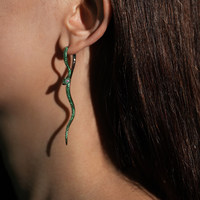 Boucles d'oreilles créoles FOS officielles, authentiques, tendance, polyvalentes, style étoile, motif écaille et serpent, entièrement en cristal, plaquées or, haut de gamme, en argent 925