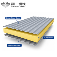 Panneau mural sandwich en PU, noyau en mousse de polyuréthane rigide pour mur extérieur, bonne isolation, plusieurs épaisseurs