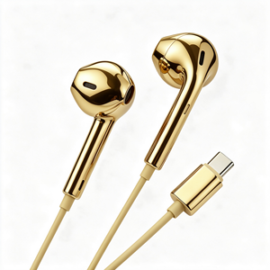 Écouteurs Chrome entièrement dorés, écouteurs filaires Chrome, écouteurs Type C, écouteurs filaires USB C, écouteurs filaires argentés - Product Image 6