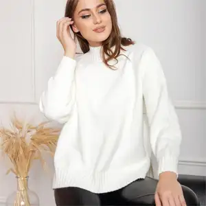 2024 ODM Mock Neck Knit Jumpers Women's Sweaters Ladies Design Custom Turtle Neck Oversized Knitwear Women