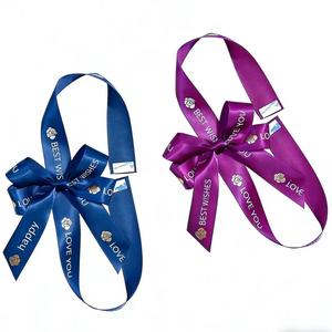 Noeuds en <span class=keywords><strong>ruban</strong></span> satiné double face personnalisés, <span class=keywords><strong>ruban</strong></span> cadeau floral pré-noué, écologique, pour anniversaires, Noël - Product Image 6