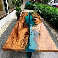 Prix d'usine table basse en résine de style naturel table de salon table à thé de salon bord vivant dalle de bois avec table à manger en époxy