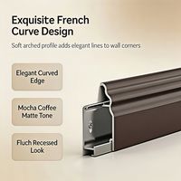 Plinthe en aluminium encastrée courbée française mate moderne de luxe 50 mm à clipser pour la décoration murale intérieure de villa
