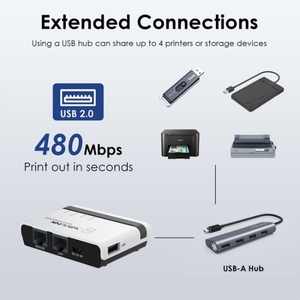 Wavlink Network <b>USB</b> <b>Printer</b> Server 10/100 Mbps LAN WiFi Bridge EU Plug - Product Image 2